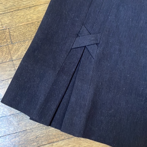 1940’s Chocolate Brown Wool Straight Skirt with X Design Details, Side Zip - Picture 13 of 15